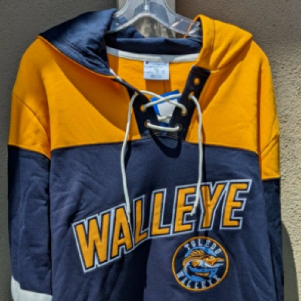 New Champion Heritage Toledo Walleye ECHL Hockey Jersey Style Hoodie 2XL NWT